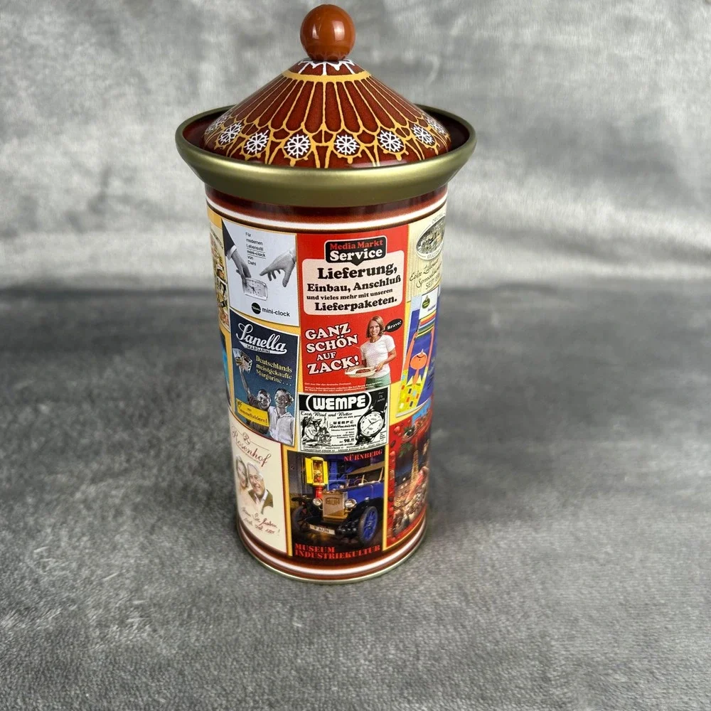 Schmidt Lebkuchen Nuremberg German Advertising‎ Biscuit Tin Domed Lid